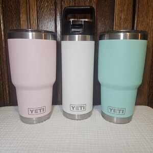 YETI Tumbler Set - Pink, White, and Seafoam